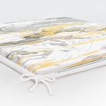 Gri Zemin Üzerinde Gold Detaylı Soft Çizim Desenli Dijital Baskılı Modern Fermuarlı Sandalye Minderi Realhomes