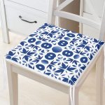 Beyaz Zemin Üzerinde Çini Desenli Dijital Baskılı Modern Fermuarlı Sandalye Minderi Realhomes