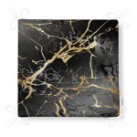 Siyah Zeminde Gold Renkli Çizim Desenli Dijital Baskılı Modern Fermuarlı Sandalye Minderi Realhomes