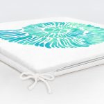 Beyaz Zeminde Yeşil Renkli Deniz Kabuğu Desenli Dijital Baskılı Modern Fermuarlı Sandalye Minderi Realhomes