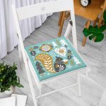 Renkli Zeminde Sincap Desenli Dijital Baskılı Modern Fermuarlı Sandalye Minderi Realhomes