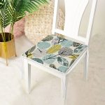 Beyaz Zemin Üzerinde Yaprak Desenli Dijital Baskılı Modern Fermuarlı Sandalye Minderi Realhomes