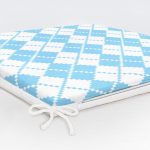 Mavi Zemin Üzerinde Kare Desenli Dijital Baskılı Modern Fermuarlı Sandalye Minderi Realhomes