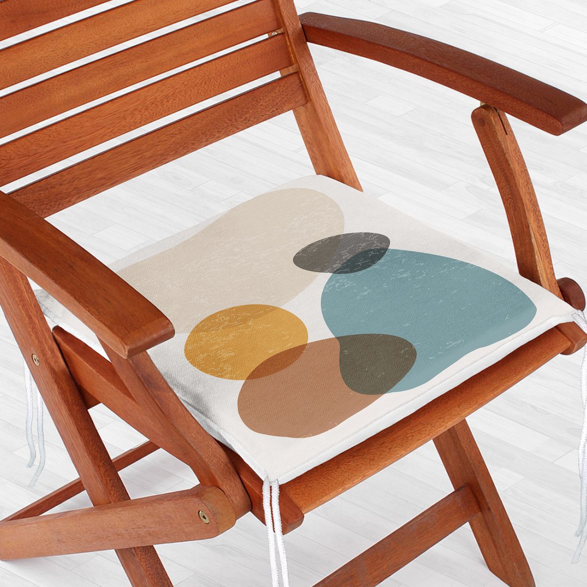 Renkli Zemin Üzerinde Onedraw Çizimli Oval Desenli Dijital Baskılı Modern Fermuarlı Sandalye Minderi Realhomes