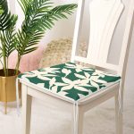Yeşil Zeminde Yaprak Desenli Dijital Baskılı Modern Fermuarlı Sandalye Minderi Realhomes