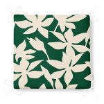Yeşil Zeminde Yaprak Desenli Dijital Baskılı Modern Fermuarlı Sandalye Minderi Realhomes