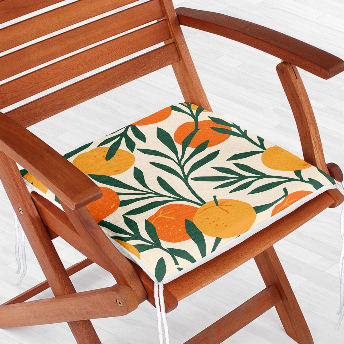 Renkli Zeminde Onedraw Çizimli Limon Desenli Dijital Baskılı Modern Fermuarlı Sandalye Minderi Realhomes