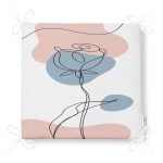 Beyaz Zeminde Onedraw Çizimli Gül Motifli Dijital Baskılı Modern Fermuarlı Sandalye Minderi Realhomes