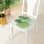 Renkli Zeminde Yaprak Motifli Dijital Baskılı Modern Fermuarlı Sandalye Minderi Realhomes