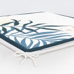 Beyaz Zeminde Renkli Yaprak Desenli Dijital Baskılı Modern Fermuarlı Sandalye Minderi Realhomes