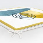 Beyaz Zeminde Onedraw Çizimli Renkli Oval Obje Dijital Baskılı Modern Fermuarlı Sandalye Minderi Realhomes