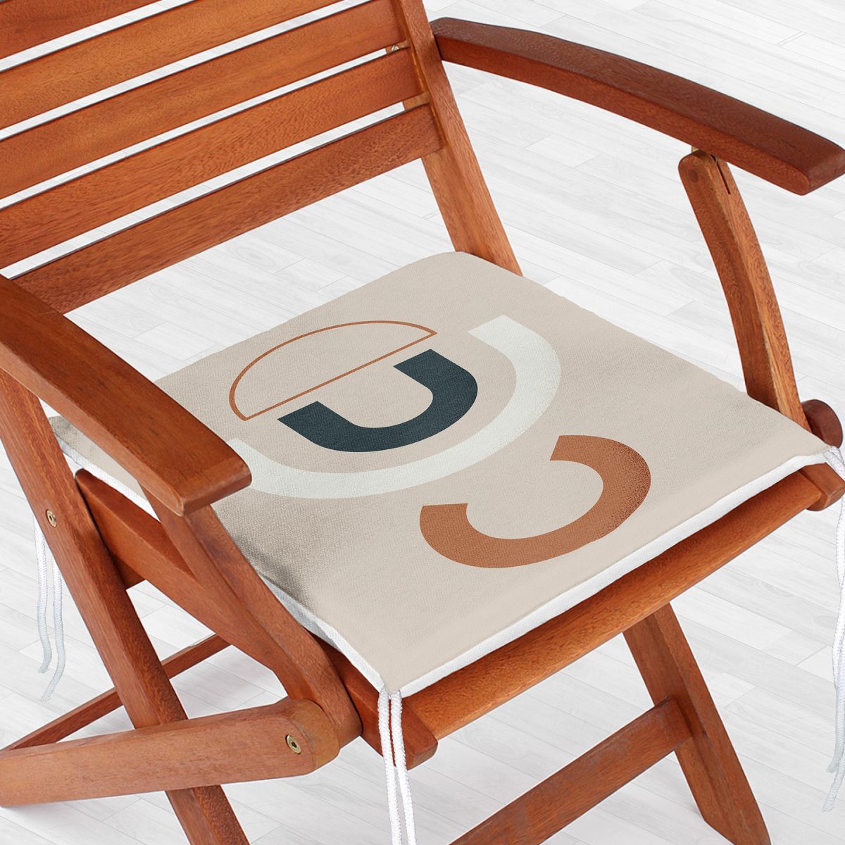 Renkli Zeminli One Draw Çizimli Geometrik Desen Dijital Baskılı Modern Fermuarlı Sandalye Minderi Realhomes