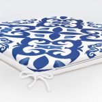 Beyaz Zeminli Çini Desenli Dijital Baskılı Modern Fermuarlı Sandalye Minderi Realhomes