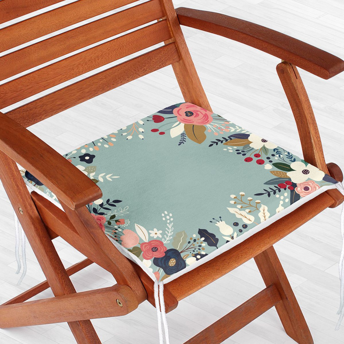 Renkli Zeminli Renkli Çiçek Desenli Dijital Baskılı Modern Fermuarlı Sandalye Minderi Realhomes