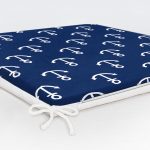 Lacivert Zemin Üzerinde Çapa Desenli Dijital Baskılı Modern Fermuarlı Sandalye Minderi Realhomes