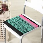 Siyah Zemin Üzerinde Renkli Geometrik Soyut Çizimli Dijital Baskılı Modern Fermuarlı Sandalye Minderi Realhomes