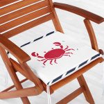 Beyaz Zemin Üzerinde Renkli Yengeç Desenli Dijital Baskılı Modern Fermuarlı Sandalye Minderi Realhomes