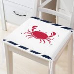 Beyaz Zemin Üzerinde Renkli Yengeç Desenli Dijital Baskılı Modern Fermuarlı Sandalye Minderi Realhomes