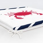 Beyaz Zemin Üzerinde Renkli Yengeç Desenli Dijital Baskılı Modern Fermuarlı Sandalye Minderi Realhomes