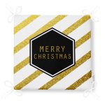 Beyaz Zeminde Gold Detaylı Merry Christmas Yazılı Dijital Baskılı Modern Fermuarlı Sandalye Minderi Realhomes