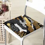 Siyah Zemin Üzerinde Gold Detaylı Modern Desenli Dijital Baskılı Modern Fermuarlı Sandalye Minderi Realhomes