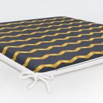 Renkli Zemin Üzerinde Gold Renkli Modern Zikzak Desenli Dijital Baskılı Modern Fermuarlı Sandalye Minderi Realhomes