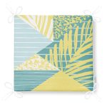 Renkli Zemin Üzerinde Geometrik Desenli Yaprak Motifli Dijital Baskılı Modern Fermuarlı Sandalye Minderi Realhomes