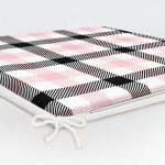 Beyaz Zemin Üzerinde Siyah Ekose Desenli Dijital Baskılı Modern Fermuarlı Sandalye Minderi Realhomes