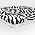 Beyaz Zemin Üzerinde Soyut Siyah Renkli Yaprak Motifli Dijital Baskılı Modern Fermuarlı Sandalye Minderi Realhomes