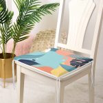 Renkli Zemin Üzerinde Pastel Yaprak Desenli Dijital Baskılı Modern Fermuarlı Sandalye Minderi Realhomes