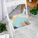 Beyaz Zemin Üzerinde Renkli Deniz Otu Desenli Dijital Baskılı Modern Fermuarlı Sandalye Minderi Realhomes