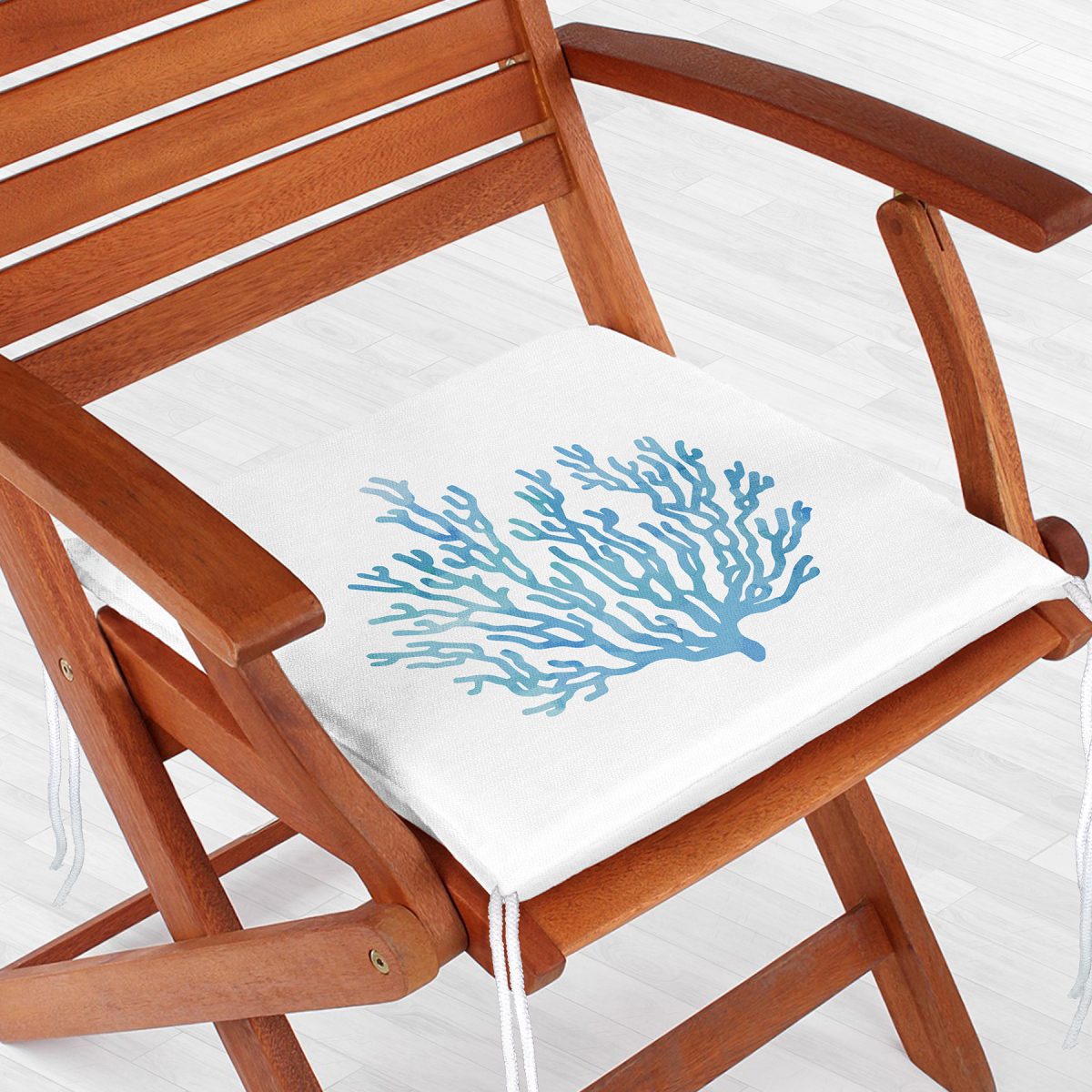 Beyaz Zemin Üzerinde Renkli Deniz Yıldızı Desenli Dijital Baskılı Modern Fermuarlı Sandalye Minderi Realhomes