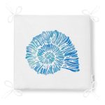 Beyaz Zemin Üzerinde Renkli Deniz Kabuğu Desenli Dijital Baskılı Modern Fermuarlı Sandalye Minderi Realhomes