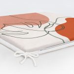 Pastel Zemin Üzerinde Yaprak Desenli Dijital Baskılı Modern Fermuarlı Sandalye Minderi Realhomes