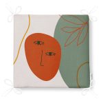 Pastel Zemin Üzerinde Yaprak Desenli Dijital Baskılı Modern Fermuarlı Sandalye Minderi Realhomes