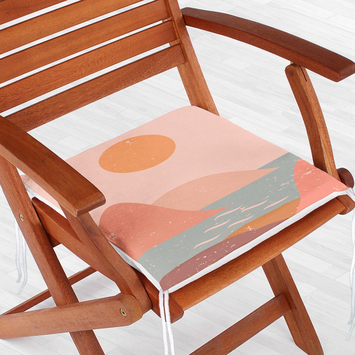 Pastel Zemin Üzerinde Güneş Desenli Dijital Baskılı Modern Fermuarlı Sandalye Minderi Realhomes