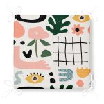 Beyaz Zemin Üzerinde Geometrik Desenli Dijital Baskılı Modern Fermuarlı Sandalye Minderi Realhomes