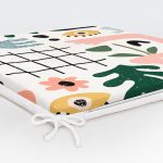 Beyaz Zemin Üzerinde Geometrik Desenli Dijital Baskılı Modern Fermuarlı Sandalye Minderi Realhomes