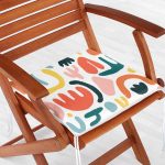 Bej Siyah Geometrik Desenli Dijital Baskılı Fermuarlı Sandalye Minderi Realhomes