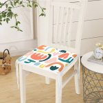 Beyaz Zemin Üzerinde Geometrik Desenli Dijital Baskılı Modern Fermuarlı Sandalye Minderi Realhomes