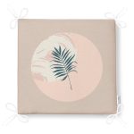 Pastel Zemin Üzerinde Yaprak Desenli Dijital Baskılı Modern Fermuarlı Sandalye Minderi Realhomes