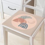 Pastel Zemin Üzerinde Geometrik Desenli Dijital Baskılı Modern Fermuarlı Sandalye Minderi Realhomes