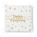 Beyaz Zeminde Gold Detaylı Kar Taneli Merry Christmas Yazılı Dijital Baskılı Modern Fermuarlı Sandalye Minderi Realhomes