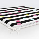 Beyaz Zemin Üzerinde Yatay Çizgili Renkli Puantiyeli Dijital Baskılı Modern Fermuarlı Sandalye Minderi Realhomes