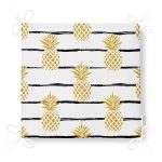 Beyaz Zemin Üzerinde Gold Renkli Ananas Desenli Dijital Baskılı Modern Fermuarlı Sandalye Minderi Realhomes