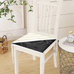 Beyaz Zeminde Siyah Mermer Detaylı Gold Yatay Çizgili Dijital Baskılı Modern Fermuarlı Sandalye Minderi Realhomes