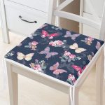 Renkli Zemin Üzerinde Kelebek Desenli Dijital Baskılı Modern Fermuarlı Sandalye Minderi Realhomes