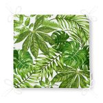 Beyaz Zemin Üzerinde Yeşil Yaprak Desenli Dijital Baskılı Modern Fermuarlı Sandalye Minderi Realhomes