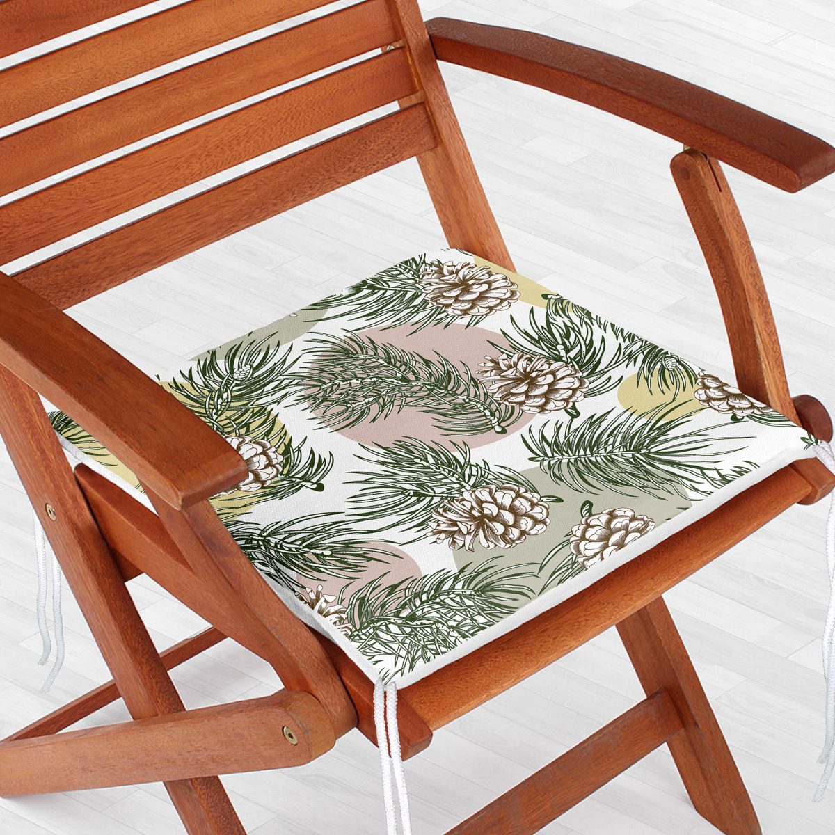 Beyaz Zeminde Renkli Puantiyeli Sonbahar Yapraklı Dijital Baskılı Modern Fermuarlı Sandalye Minderi Realhomes