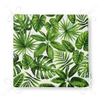 Beyaz Zemin Üzerinde Yeşil Yaprak Desenli Dijital Baskılı Modern Fermuarlı Sandalye Minderi Realhomes